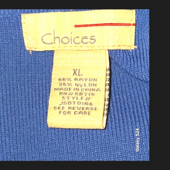 CHOICES WOMENS  BLUE TANK TOP RAYON BLEND SLEEVELESS PULLOVER TOP SIZE XL - Picture 7 of 9